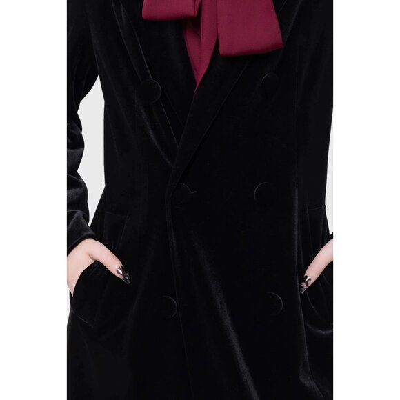 Killstar Womens Shadowborne Coat Sz XL Black Velvet Maxi Full Length Goth NWT - Picture 7 of 13